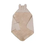 Bambus-Badecape mit Waschlappen – Duo-Set Waffelmuster – 75 x 75 cm - Mocha Sand