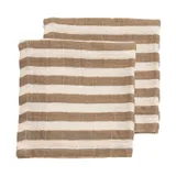 Meyco Baby Fat Stripe Mundtücher- 2 Stück- 30x30 cm - Pre-Washed Musselin- Taupe
