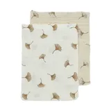 Meyco Baby Gingko Waschlappen - 2er-Pack - Offwhite/Soft Sand - 20x17 cm