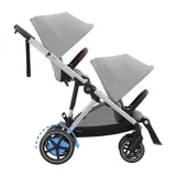 Cybex E-Gazelle S Twin Kinderwagen - Silver - Stone Grey / Mid Grey