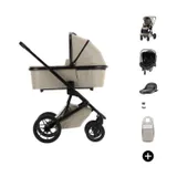 Qute Q-Rider Plus 4-in-1 Kinderwagen - Mineral Clay | Kidsriver Curve Babyschale – Black | Kidsriver Isofix Basis