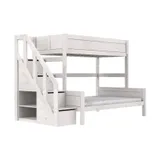 LIFETIME Kidsrooms Family Etagenbett mit Treppenschrank – Premium – 90/140 x 200 cm - White Wash