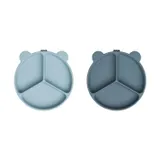 Liewood Stacy Saugnapf Fachteller - 2 Stück - Sea Blue / Whale Blue