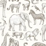 Estahome Jungle Tiere Tapete - 0,53 x 10,05 m - Off White