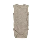 Smallstuff Ärmelloser Babybody - Größe 56 - Merinowolle - Light Natur Melange