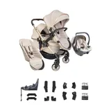 iCandy Peach 8 Double Kinderwagen 3-in-1 - Komplettes Reiseset - Biscotti/Sandstone