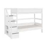 LIFETIME Kidsrooms Stockbett mit Treppenschrank Deluxe Weiß Lackiert