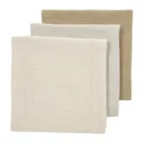 Meyco Baby Uni Pre-Washed Hydrophile Tücher – 3 Stück - 70x70 cm - Soft Sand / Greige / Taupe
