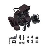 iCandy Peach 8 Double Kinderwagen 3-in-1 - Komplettes Reiseset - Coffee Bean/Black