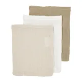 Meyco Baby Uni Hydrophile Waschlappen - 3 Stück - Offwhite/Soft sand/Taupe
