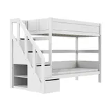 LIFETIME Kidsrooms Etagenbett mit Treppenschrank – 90 x 200 cm – Premium-Lattenrost - Weiß