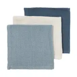 Meyco Hydrofiele doeken pre-washed Natural/jeans blue/indigo 30x30cm - 3-Pack 267.000.CW.02C