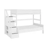 LIFETIME Kidsrooms Stockbett Family mit Treppenschrank Weiß Lackiert 120 x 200 cm