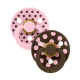 BIBS Studio Polka Schnuller - Rund - 2 Stück - 0-6 Mte  - Baby Pink / Mocha
