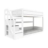 LIFETIME Kidsrooms Niedriges Etagenbett mit Treppenschrank - Weiß lackiert - Rollrost