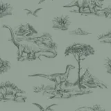 Estahome Dinosaurier Tapete II – 0,53 x 10,05 m – Graugrün