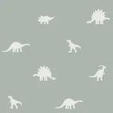 Estahome Dinosaurier Tapete I 0,53 x 10,05 m – Graues Mintgrün
