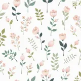 Estahome Blumen Tapete I – 0,53 x 10,05 m – Weiß / Rosa / Grün