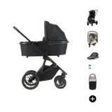 Qute Q-Rider Plus 4-in-1 Kinderwagen - Midnight Black | Kidsriver Curve Babyschale – Clay | Kidsriver Isofix Basis