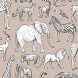 Estahome Jungle Tiere Tapete - 0,53 x 10,05 m - Altrosa / Grau