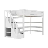 Life Time Premium Hochbett - Weiß Lackiert - 177 cm - 120 cm - Mit Treppenschrank