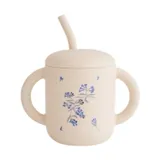 Mushi Silikon Trinklernbecher mit Strohhalm - Lilac Flowers