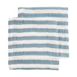 Meyco Baby Fat Stripe Mundtücher- 2 Stück- 30x30 cm - Pre-Washed Musselin- Jeans Blue