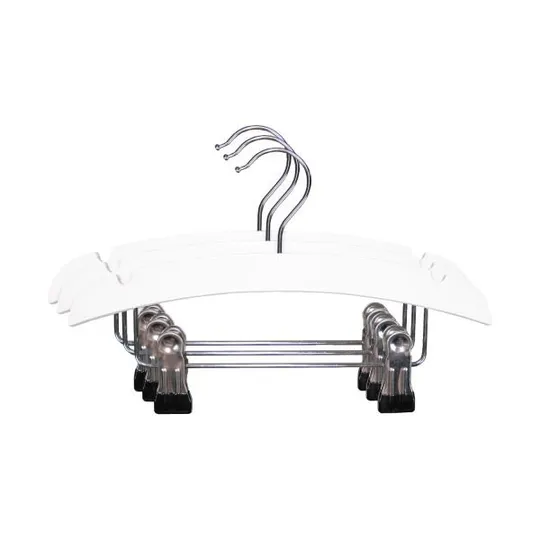 TWF Kleiderbügel Mit Clips - 3 Stück - Holz Weiß