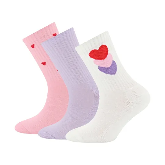 Ewers Socken – 3er-Pack Herzen/Rippstrick – Größe 23/26