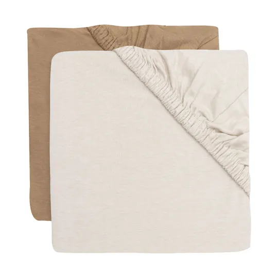 Jollein Spannbettlaken - 2- teilig - 40/50x80/90 cm - Jersey - Hazel/Oatmeal