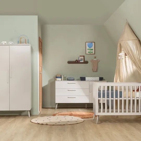Europe Baby Sev Babyzimmer Cashmere/Cashmere | Babybett 70 x 140 cm + XL Kommode