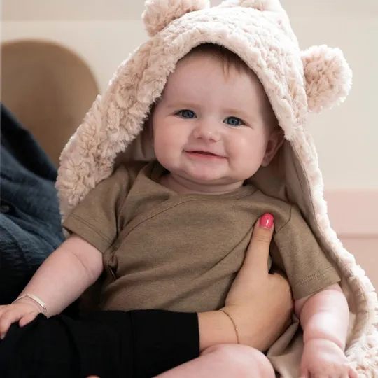 Baby's Only Snow Einschlagdecke mit Ohren - Altrosa
