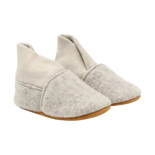 En Fant Wollpantoffeln Rippstrick - Sand Melange - Größe 21/22