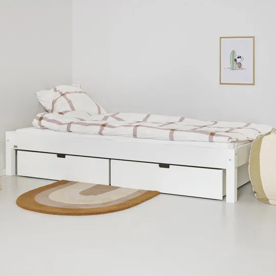 Manis-h Kombibett mit Lattenrost und 2 Schubladen – ULL – 90 x 160 cm - Snow/Arizona