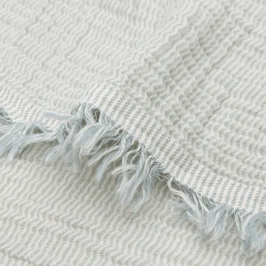 Jollein Decke Wiege - 75 x 100 cm - Fringe Stripe Sea Green/Ivory GOTS