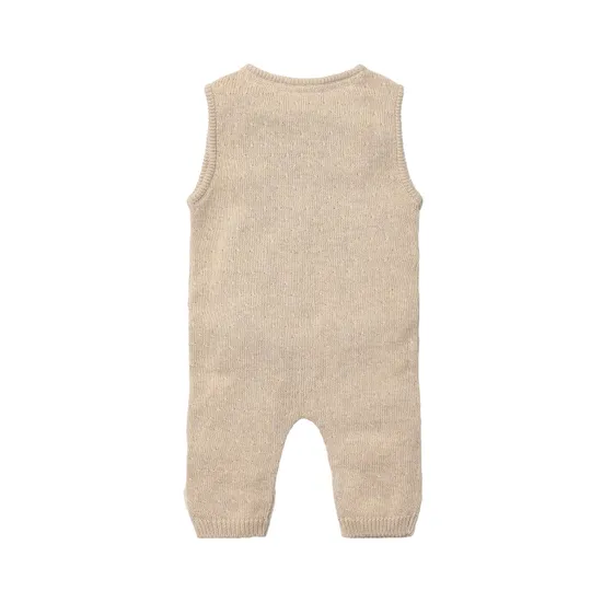 Little Dutch Strick-Babystrampler - Pure Knit - Soft Beige Melange - 74