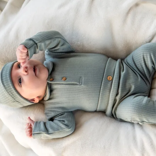 Klein Baby Polo Babybody Ripp - Größe 56 - Stone Green