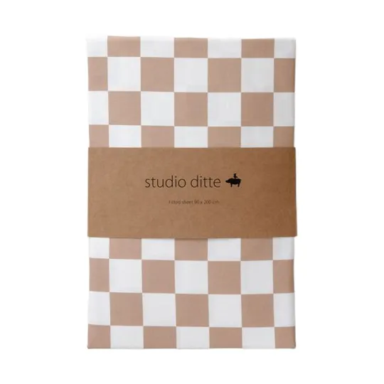 Studio Ditte Spannbettlaken Toffee Kariert - 90x200 cm
