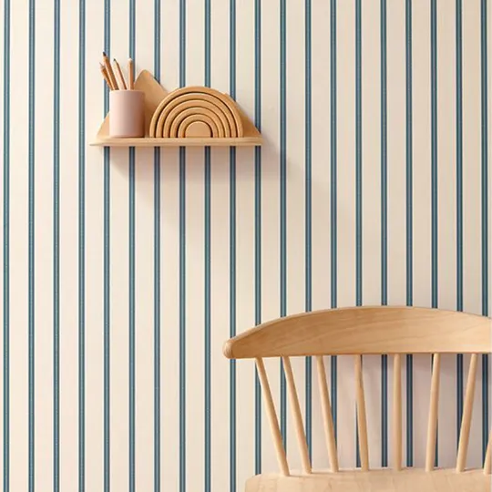 Studio Ditte Tapete – Bänder – Denim auf Crème