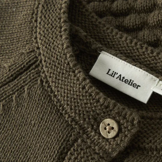 Lil' Atelier Teak-Strickjacke – Größe 74 – Braun