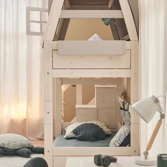 LIFETIME Kidsroom Etagenbett mit Treppenschrank – Premium Lattenrost