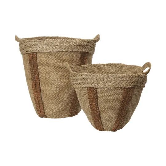 Ferm Living Mar Gewebter Korb 2er Set - Natur/Kastanienbraun