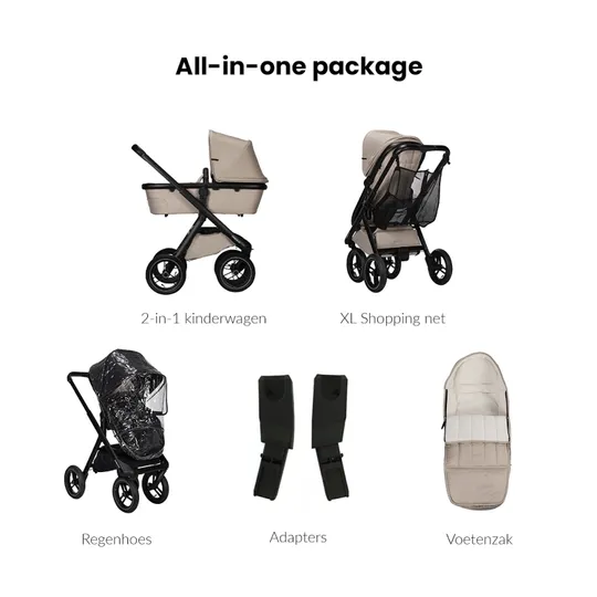 Dubatti One E5 Kinderwagen 2-in-1 - Black / Dark Brown