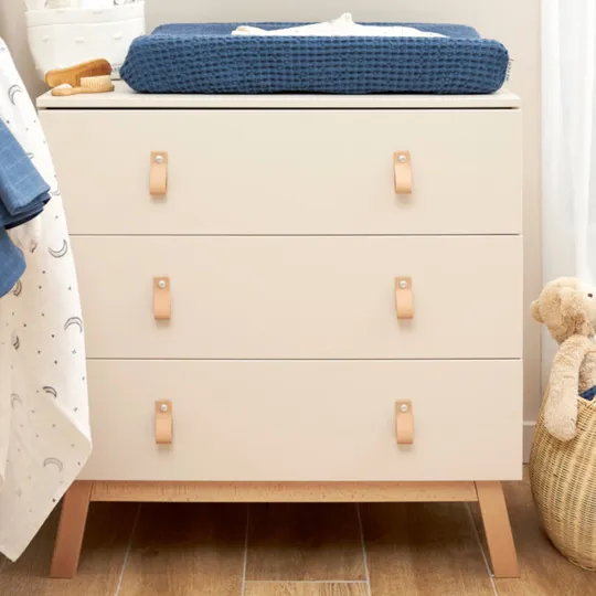 Bopita Babyzimmer Lines - Dune / Nature | Babybett 60 x 120 cm + Kommode