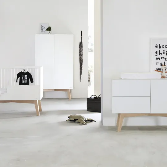 Kidsmill Sixties Kleiderschrank 2-türig Mattweiß / Natur