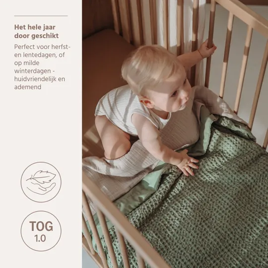 Meyco Babydecke - Waffle Cotton - Olive Green - 75x100 cm