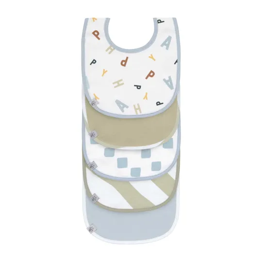 Lässig Lätzchen Set van 5 - Happy Fruits - Blue/Khaki Mix