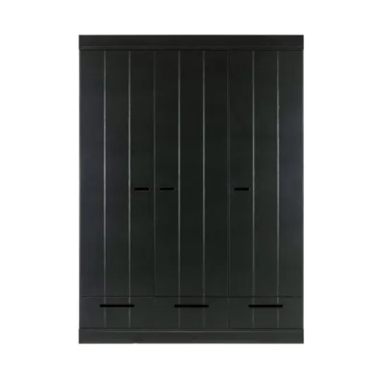 Woood Connect Schrank 3-türig mit Schublade Schwarz