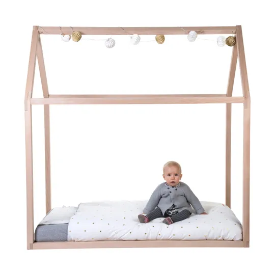 Childhome Haus Bettrahmen Natur 70 x 140 cm