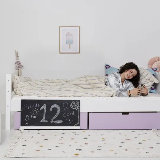Manis-h Sif Kombibett Inkl. Schubladen - 90 x 160 cm - Snow / Dusty Rose